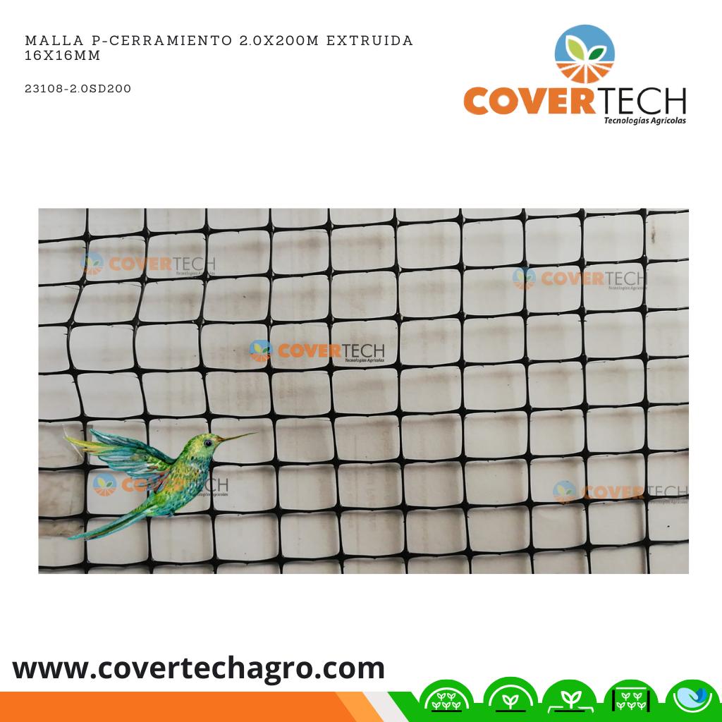  Malla para cerramiento 2.0x200m extruida 16x16mm