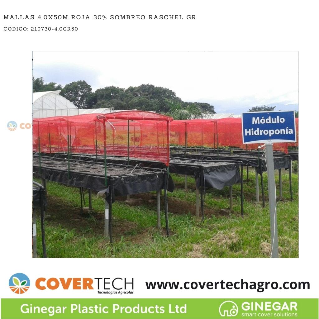  Mallas 4.0x50m Roja 30% Sombreo Raschel GR