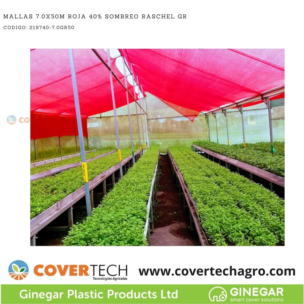  Mallas 7.0x50m Roja 40% Sombreo Raschel GR