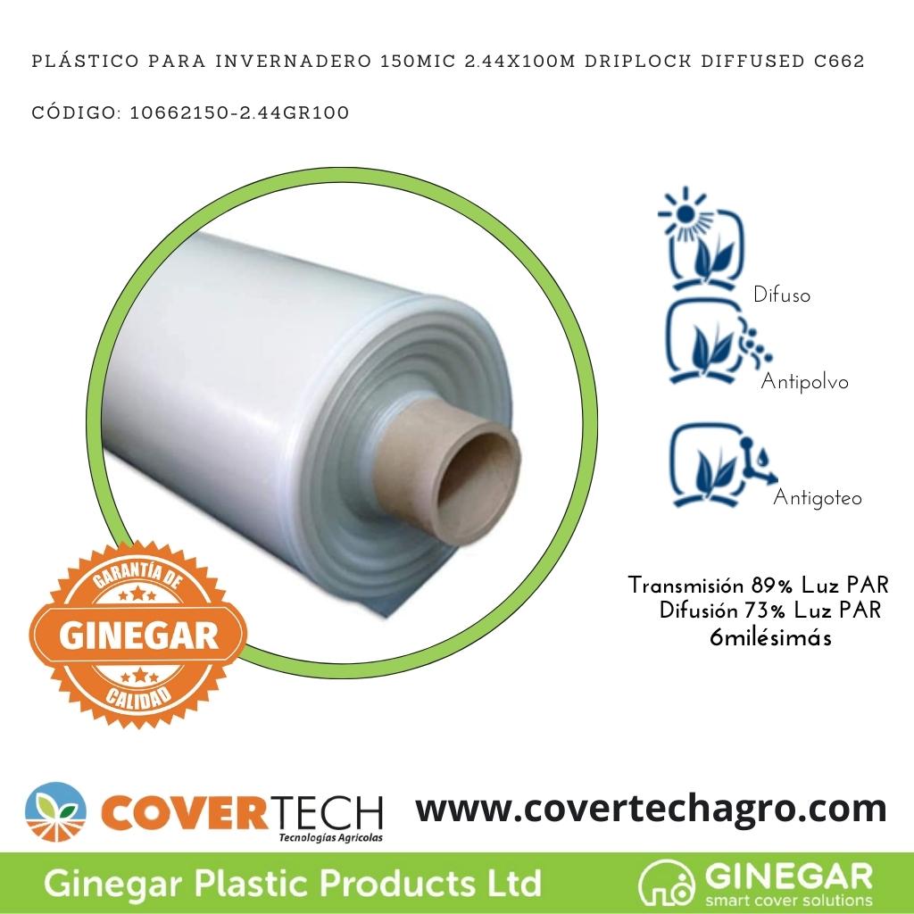  Plastico p. invernadero 150Mic (6milesimas) 2.44x100m Antigoteo Difuso C662