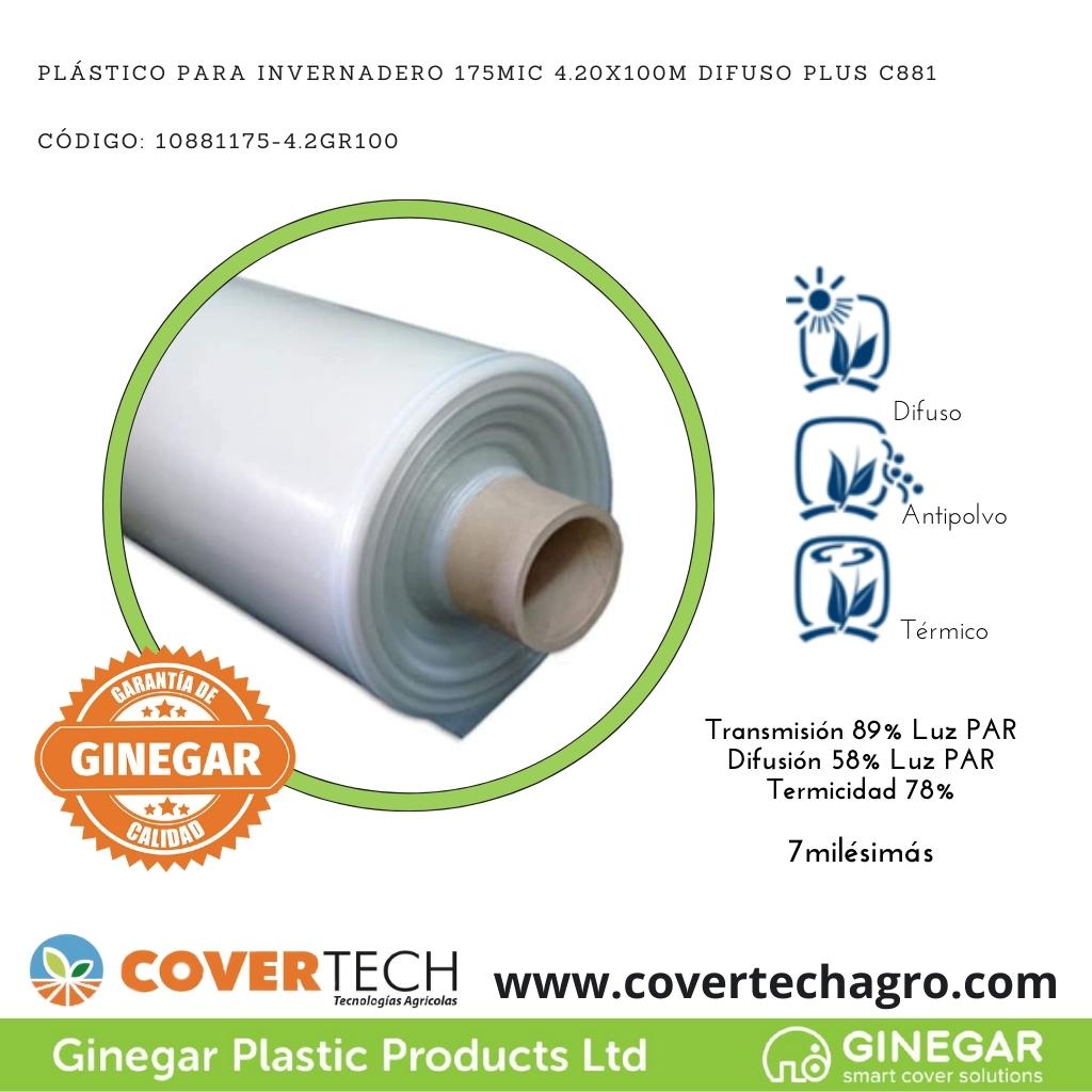 Plastico p. invernadero 175Mic (7milesimas) 4.2x100m Difuso Plus C881
