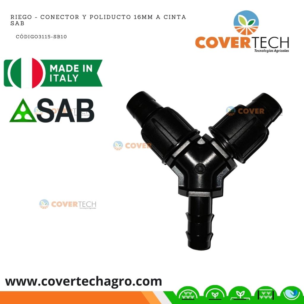  Riego - Conector Y poliducto 16mm (3/8") a cinta SAB Italia