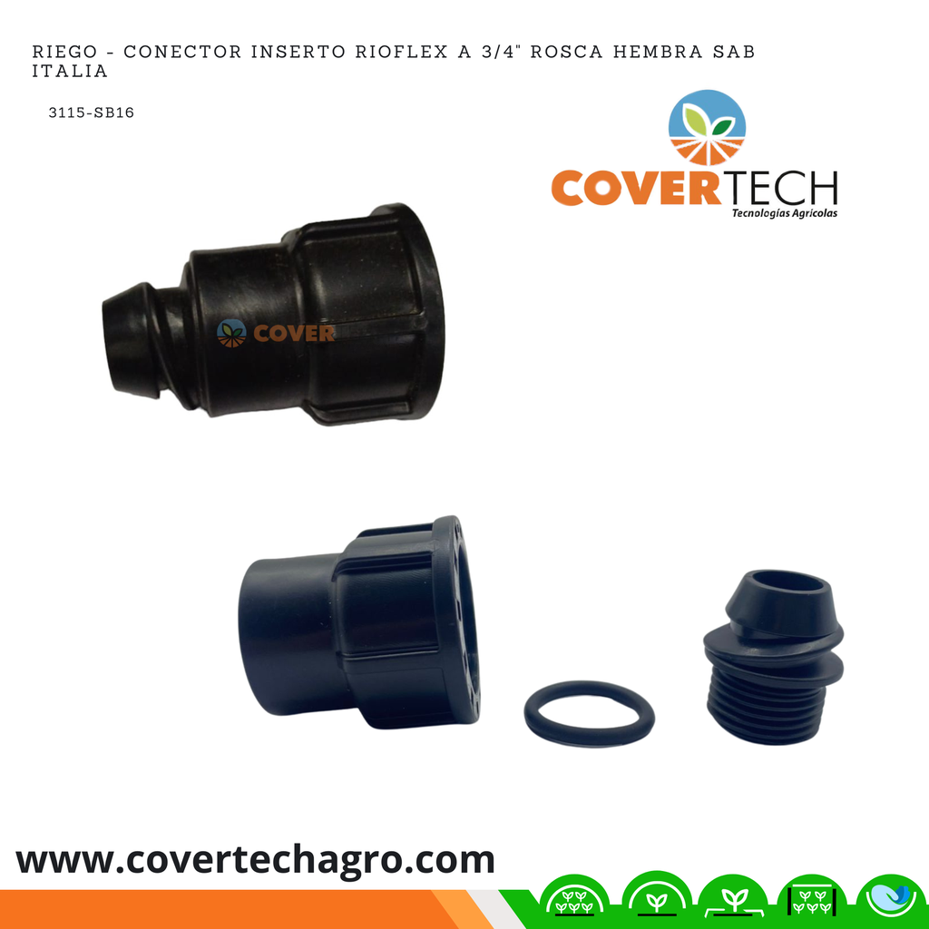 Riego - Conector inserto RioFlex a 3/4" rosca hembra SAB Italia