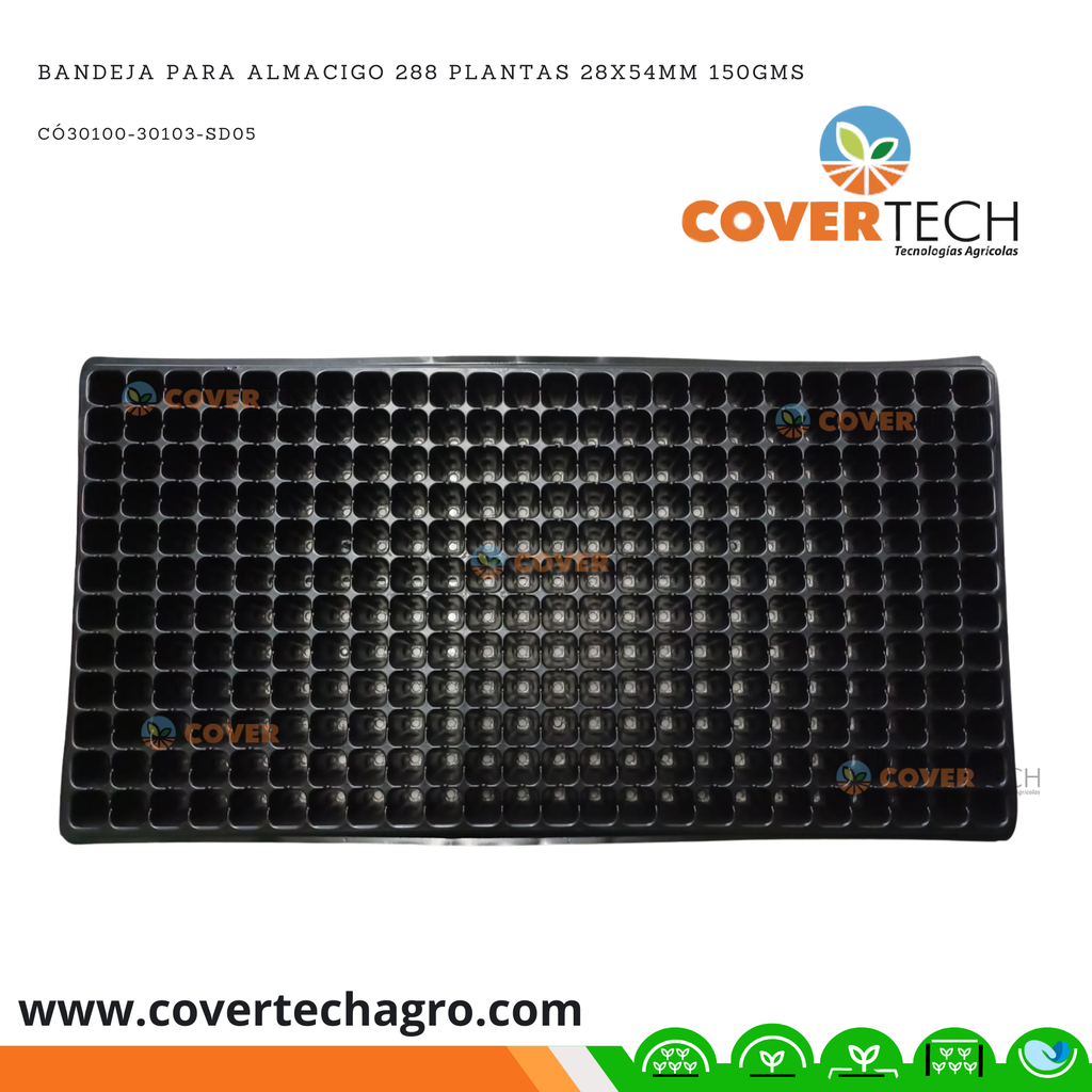 Bandeja Economica para almacigo 288 celdas 28x54mm 150gms