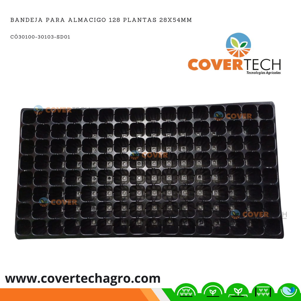Bandeja Economica para almacigo 128 celdas 28x54mm 150gms