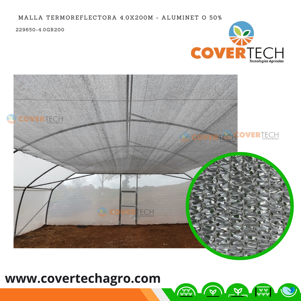  Malla Termoreflectora 4.0x200m - Aluminet O 50%
