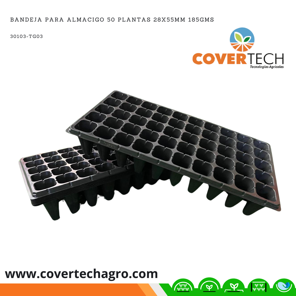 Bandeja para almacigo 50 celdas 540x280mm 185gms