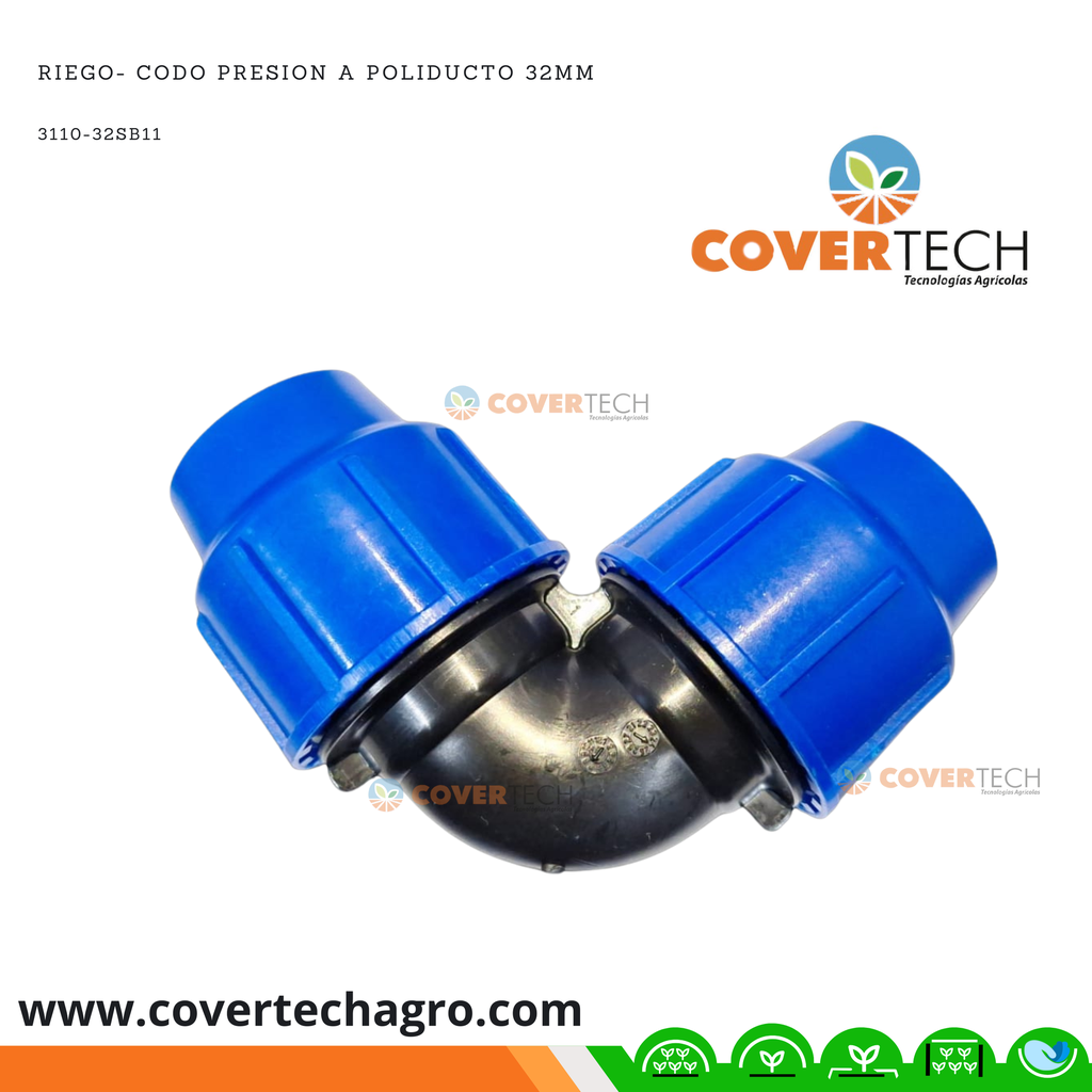 Riego- Codo PRESION poliducto 32mm (1") SAB Italia