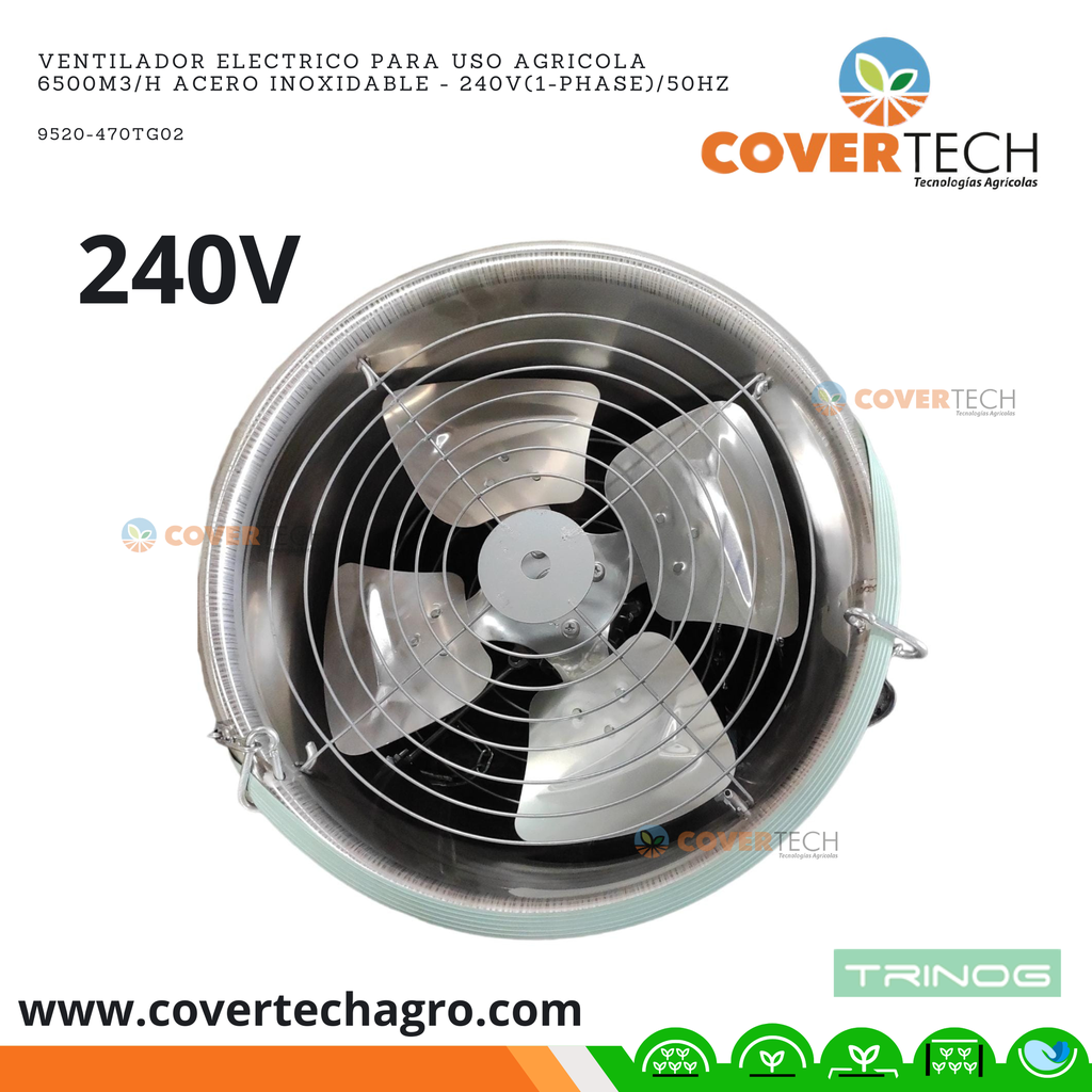 Ventilador electrico para uso agricola 6500m3/h acero inoxidable - 240V(1-phase)/50HZ