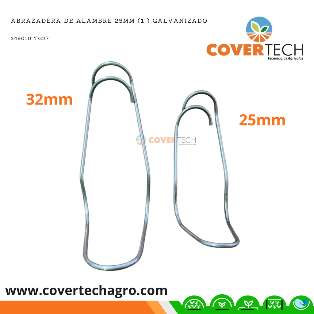 Abrazadera de alambre galvanizado para tubo de 1 a ½ pulgada