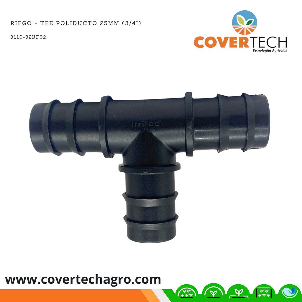 Riego - Tee poliducto 25mm (3/4")
