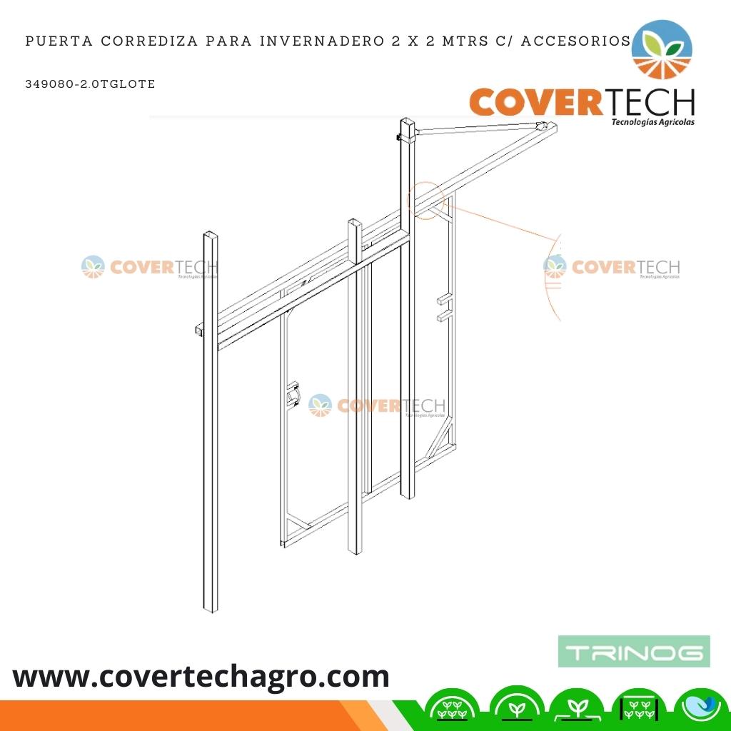  Puerta Corrediza para invernadero 2 x 2 mtrs c/ accesorios