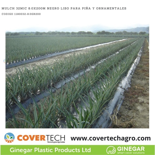 [1180032-8.0GR200] Acolchado Mulch 32MIC 8.0x200m Negro/Negro Liso C800