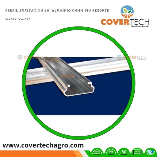 [34400ALM-4.0KF] Perfil Sujetacion 4m, Aluminio 1.0mm sin resorte
