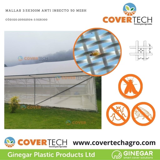 [20502504-3.5GR300]  Mallas 3.5x300m Anti Insecto 50 Mesh