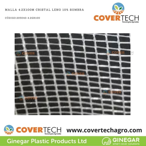 [205040-4.2GR100]  Malla 4.2x100m Cristal Leno 10% Sombra