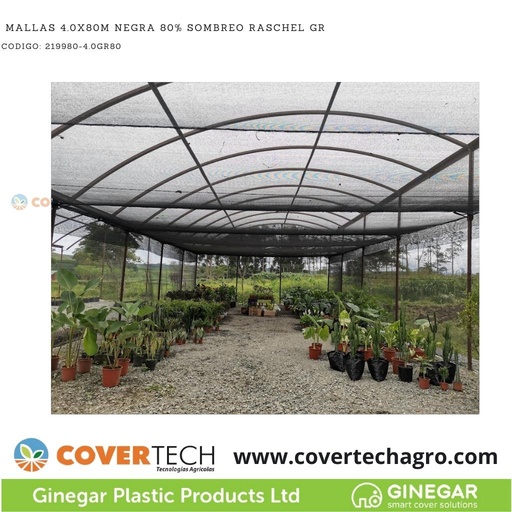 [219980-4.0GR80]  Mallas 4.0x80m Negra 80% Sombreo Raschel GR