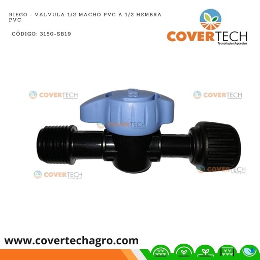 [3150-SB19]  Riego - Valvula PVC 1/2" macho a PVC 1/2" hembra SAB Italia