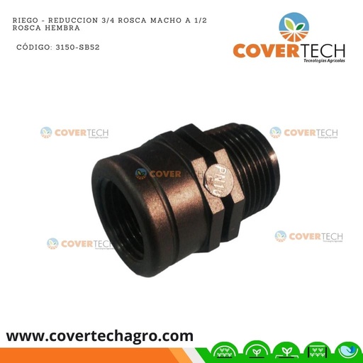 [3150-SB52]  Riego - Reduccion PVC 3/4" rosca macho a PVC 1/2" rosca hembra SAB Italia