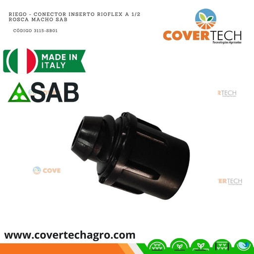 [3115-SB01]  Riego - Conector inserto RioFlex a 1/2" rosca macho SAB Italia