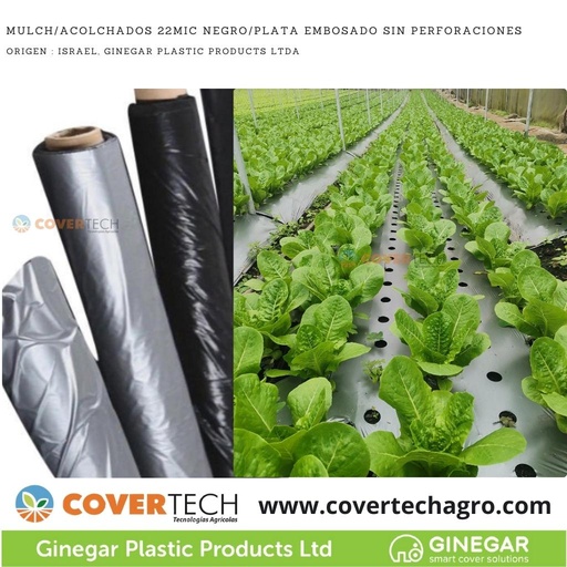 [1180422-1.3GR1220] Acolchado Mulch 22MIC 1.30x1220m Negro/Plata Embosado C804