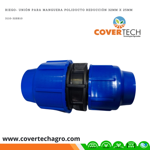 [3110-32SB10] Riego- Unión PRESION para manguera poliducto reducción 32mm (1") x 25mm (3/4") SAB Italia