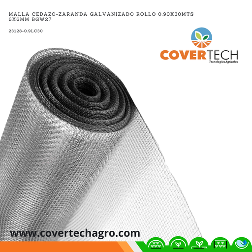 [23128-0.9LC30] Malla cedazo-zaranda galvanizado rollo 0.90x30mts  6x6mm BGW27
