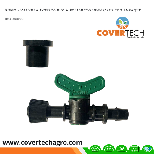 [3110-16KF08] Riego - Valvula inserto PVC a poliducto 16mm (3/8") con empaque