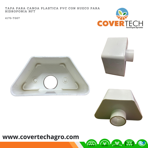 [4170-TG07] Tapa para Canoa plastica PVC con hueco para hidroponia NFT