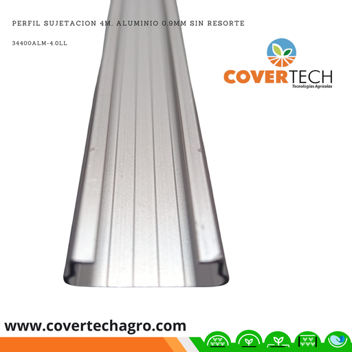 [34400ALM-4.0LL] Perfil Sujetacion 4m, Aluminio 1.0mm sin resorte